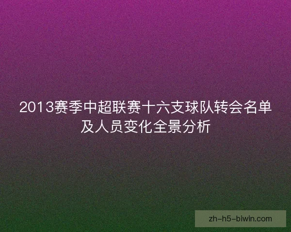 2013赛季中超联赛十六支球队转会名单及人员变化全景分析 2013赛季中超联赛十六支球队转会名单及人员变化全景分析